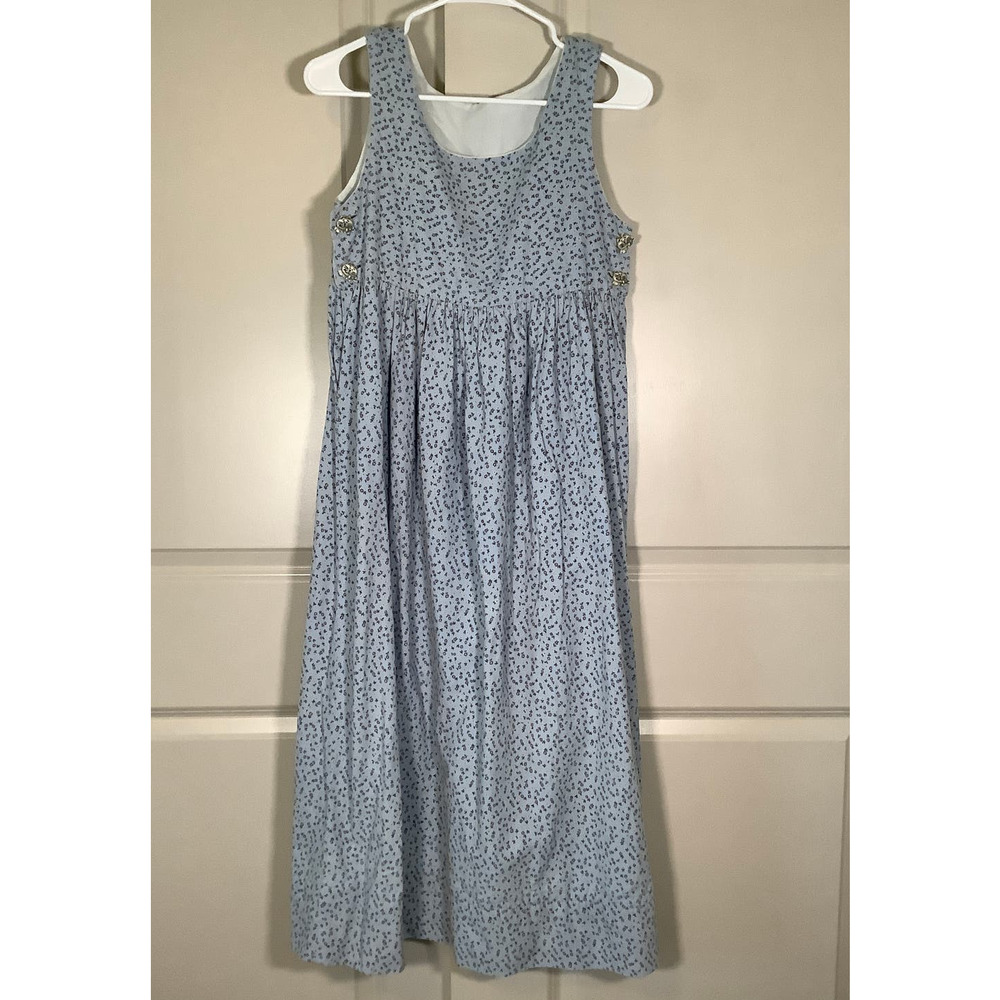 Girl's Handmade Dress Size M/L Easter Summer Spring Cat Buttons Pinafore Style